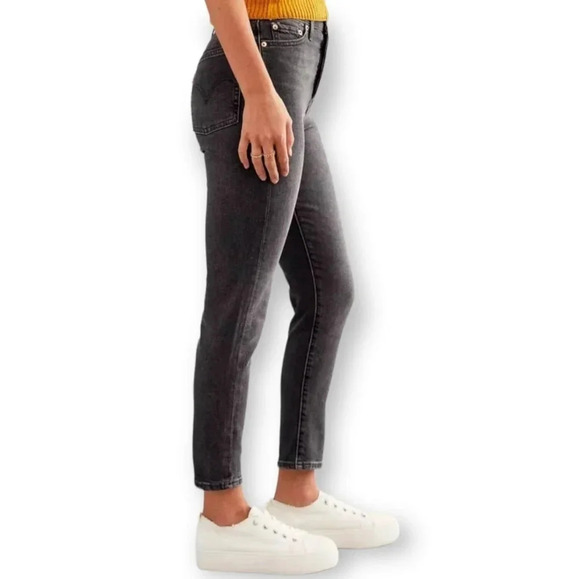 Levi's Wedgie Skinny High Rise Ankle Jeans in Jet Pack Gray Black 25 - Picture 10 of 16